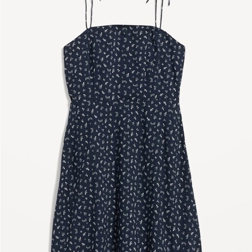 Old Navy Dress Women Fit & Flare Printed Tie-Shoulder Mini Dress Size M